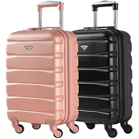 Flight Knight Suitcase Set of 2 Lightweight 4 Wheel ABS Hard Case Cabin Carry On Hand Luggage Approved for Over 100 Airlines Including easyJet, British Airways, Ryanair & Many More 55x35x20cm Cover