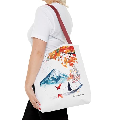 Samurai Tote Bag, Japanese Origami Crane, Fuji Mountain Culture, Japan Design, Japanese Shoulder Bag, Asian Style Purse4