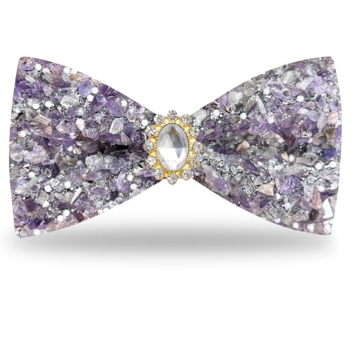 Image of Mens Rhinestone Bow Tie Pre-Tied Bow Ties for Men Adjustable Sparkle Sequin Bowtie Party Wedding