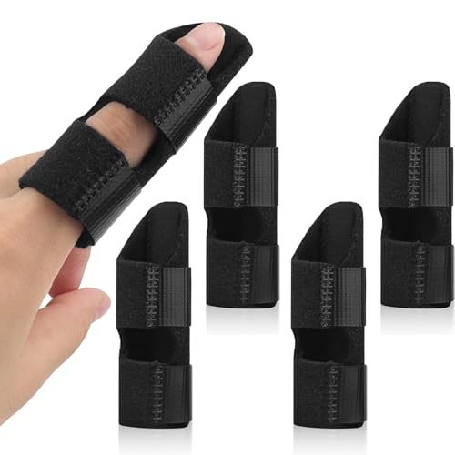 HLOES 5Pcs Trigger Finger Splint, Finger Braces Joint Stabilizer, Adjustable Mallet Splint and Hand Brace, Finger Straightener for Arthritis – Fits Thumb, Index, Middle, Ring and Pinky Fingers(5PCS)
