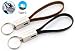 PowerOnKey - Leather USB C Cable Kaychain (Pack of 2): Fast Charging and Data Transfer Cord for Android Devices, Stylish Fast Smartphone Cable, Discreet Key Chain Ring Design - Black & Brown