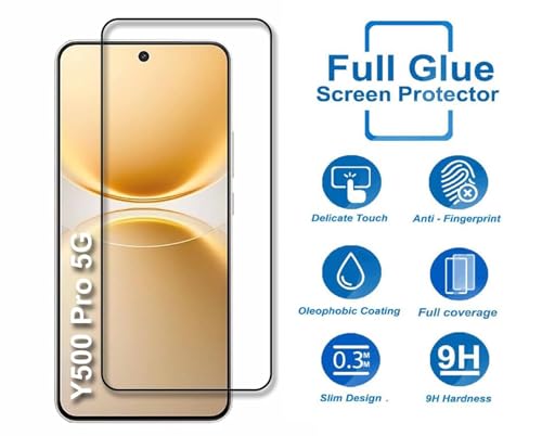 Image of HD Tempered Glass Screen Protector Compatible for Vivo Y500 Pro 5G with Edge to Edge coverage and Easy Installation kit