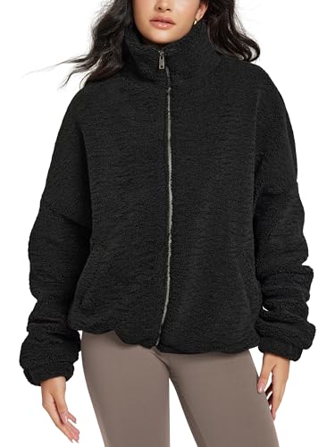 ODODOS Women's Sherpa Fleece Full-Zip Jacket Long Sleeve Coat Soft