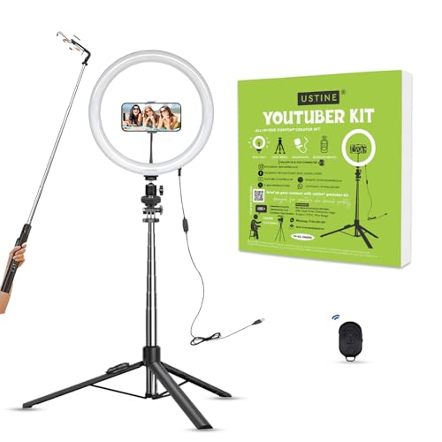 Image of Youtuber Kit | 10 inch Ring Light | Extra-Long Selfie Stick with Large Reinforced Tripod Upto 67 inch /170 cm with, BT Remote, Fb Videos, Reels. (Tripro X5 + 10 inch Light, No Mic)