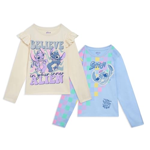 Image of Disney Girls 2 Pack Long Sleeve T-Shirts Infant to Big Kid Sizes (18 Months - 14-16)