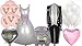 Giant 46" Bride Groom Mylar Balloons Pink White 12" Latex Pearl Heart Wedding Decoration Kit Proposal Vow Renewal Valentine's Car Bridal Shower Party Bachelorette Celebration Anniversary
