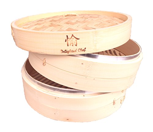 2019 SPECIAL EDITION! NEW AMAZINGLY DURABLE 10 IN. Bamboo Steamer/Stainless Steel Rim/Bamboo Baskets/Asian Steamer/Free bamboo tongs