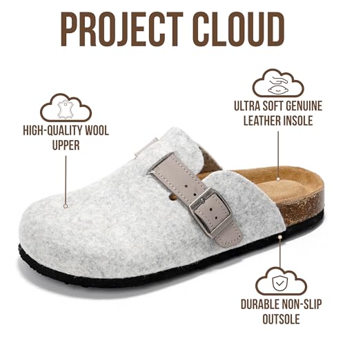 Image of Project Cloud 100% Genuine Leather Footbed Clogs for Women - Memory Foam Arch Support Slippers for Women - Trendy Slip-ons Women's Mules & Clogs Sandals
