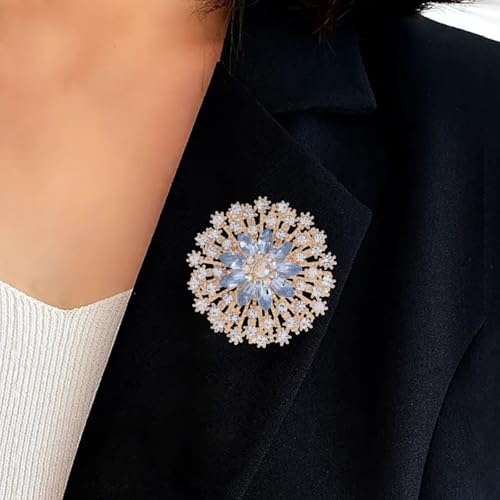 Rhinestone Crystal Flower Brooch Pin Sparkling Large Crystal Sunflower Brooch Vintage Floral Lapel Pins Rhinestone Flower Bouquet Broochs Rose Snowflake Broochs Wedding Bridal Dress Jewelry for Women2