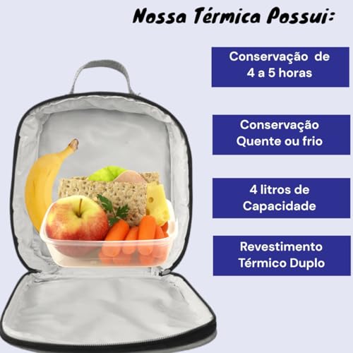 Bolsa Lancheira Térmica masculina Infantil escolar grande