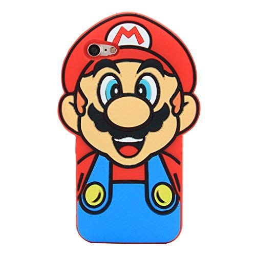 CASESOPHY Super Mario Case for Apple iPhone 7 8 SE Regular Size Soft Silicone 3D Cartoon Cool Fun Men Guys Boys Son Game Red Color Vintage Retro