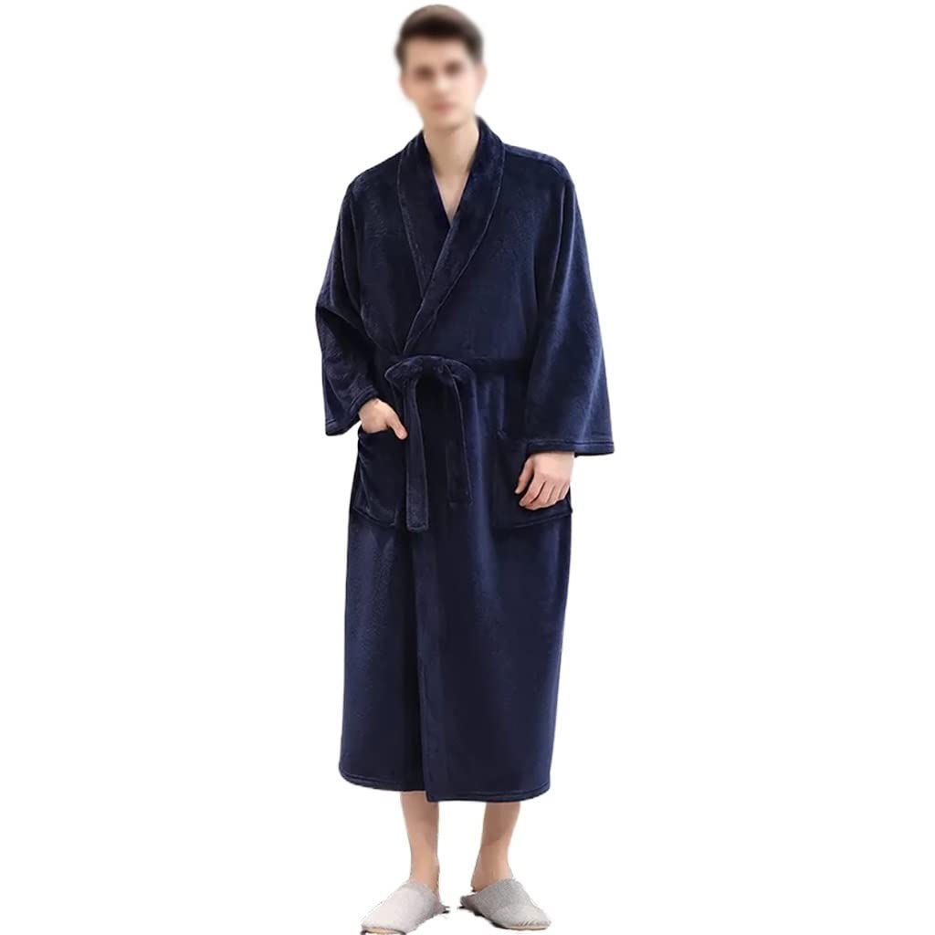 Albornoz Pijamas de Talla Grande for Mujeres Amantes Kimono de Franela de Invierno Largo y cálido for Hombres(XXL)