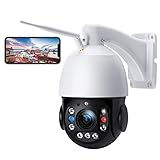 PTZ Camera Outdoor WiFi Wireless Security Camera 5MP 30X Optical Zoom IP Camera Support 492ft Night Vision Auto Tracking Sound Light Alarm Human Detection 2-Way Audio IP66 Waterproof