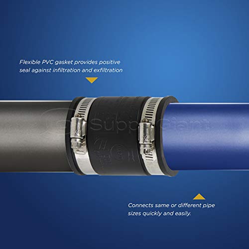 Image of EVERCONNECT 4822x6 Flexible PVC Coupling with Stainless Steel Clamps 1 inch, Black (pack of 6)