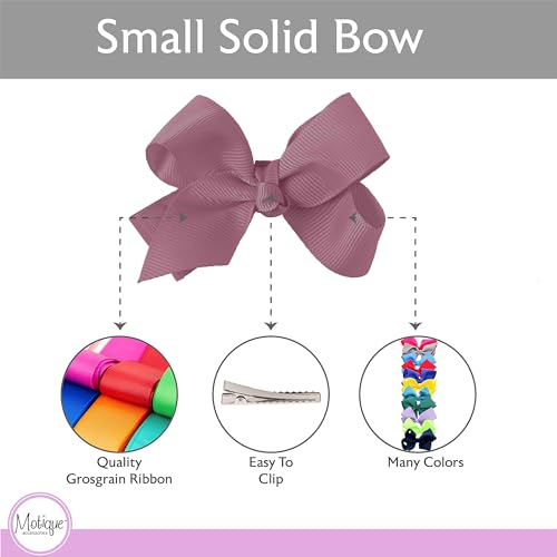 Image of Small Solid Bow for Girls - Set of 12 (Mauve)