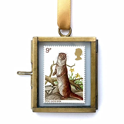 Otter Framed Postage Stamp Gift Ornament