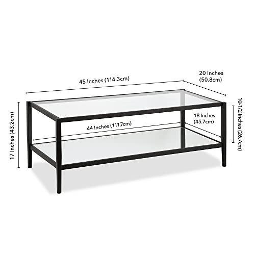 Henn&Hart 45" Wide Rectangular Coffee Table With Mirror Shelf In Blackened Bronze, Modern Coffee Tables For Living Room, Studio Apartment Essentials #TOP1