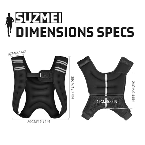 Suzmei Weight Vest 6.5lb /3KG with Reflective Stripes, Body Weight Vest for Men's, Women's Workouts, Strength Training, Running, Walking, Jogging, Cardio - Image 3