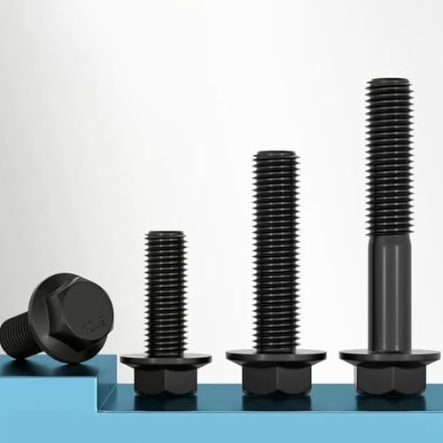 Image of M6-1.0 x 25 mm Flanged Hex Head Bolts Flange Hexagon Screws, Full Thread, Alloy Steel, Zinc Plated, Quantity 20