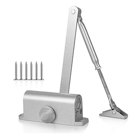 Door Closer FS-1306 Automatic Adjustable Closers Grade 3 Spring Hydraulic Auto Door-Closer with Easy Installation Life Size Fitting Template & Instructions Silver Aluminium