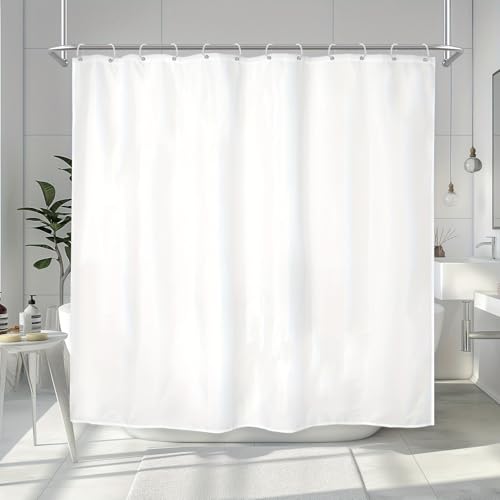 Rideau de douche imperméable en polyester blanc anti-éclaboussures