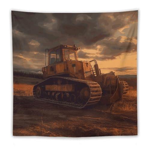 Bulldozer Tapisserie murale de soirée vintage grand format pour décoration de salon et chambre
