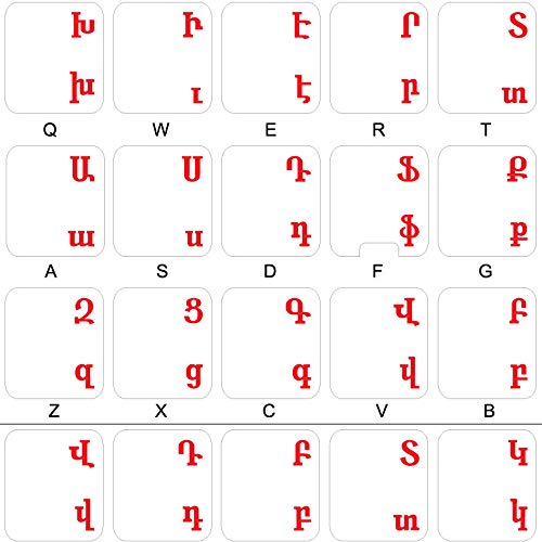 Armenian Keyboard Stickers With Red Lettering On Transparent Background For Desktop, Laptop And Notebook #TOP11