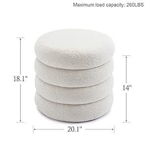 ONEVOG Sherpa Storage Ottoman Foot Rest Stool Seat for Living Room Off White Vanity Foot Pouf Tufted Footstool with Removable Lid for Dorm Bedroom