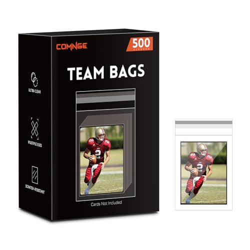 500ct Resealable Team Bags - Secure Storage Sleeves for Standard Trading Cards Standard Toploaders Magnetic Card Holder (35pt-130pt) Organize Protect & Transport Card Collections