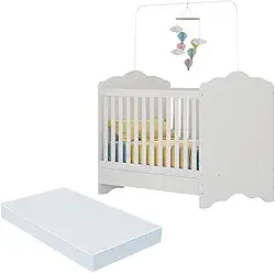 Berço Americano 3 em 1 com Colchão Incluso Nuvem Multimóveis MP4385 (Branco)