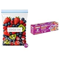 FRIO – 30 wiederverwendbare Gefrierbeutel 2L mit Zipper (Größe S: 19x26 cm), luftdicht & beschriftbar – Zip-Beutel zur Lebensmittelaufbewahrung & Vorrat, BPA-frei