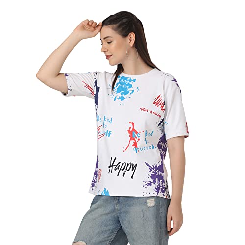 Image of Leriya Fashion Women's Casual Top Shirts Print T-Shirts Basic Summer Women Tops