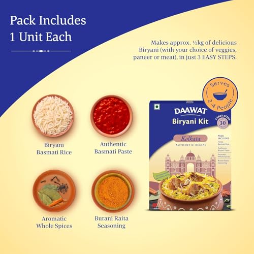مجموعة برياني كولكاتا من داوات | وصفة اصلية | جاهزة في 30 دقيقة | جاهزة للطهي | 334 جرام