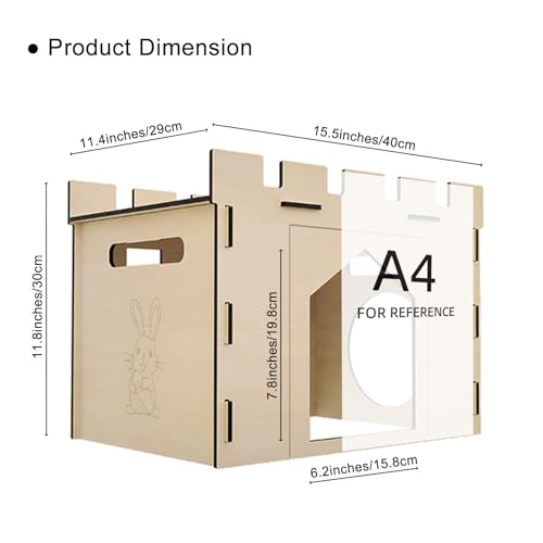 HIIMALEX Wooden Bunny Castle Detachable Rabbit Wood Hidey Play House for Bunny Hideout Tower Perfect Home for Indoor Bunnies Guinea Pig Hamster Chinchilla