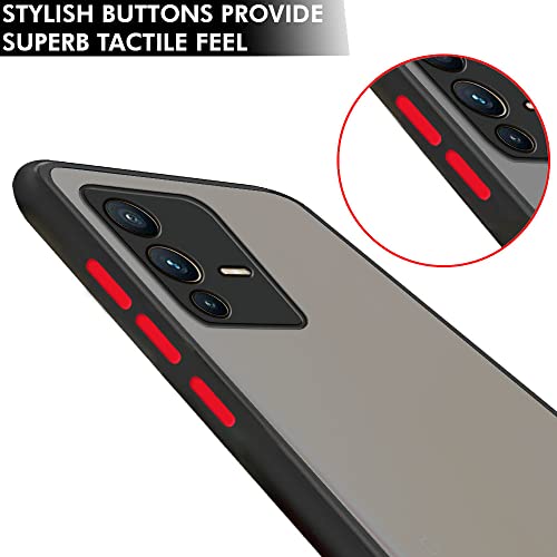 Image of TheGiftKart Polycarbonate Translucent Hybrid Vivo V23 5G Back Case Cover | Smoked Matte Back | 360 Degree Protection | Protective Hard Back Case Cover For Vivo V23 5G (Black Bumper)
