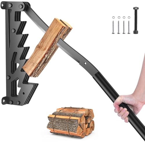 Meyoppm Wall Mounted Firewood Splitter with Locking Bolt Metal Manual Fire Wood Kindling Splitter for Soft Wood Portable Log Splitter for Indoor and Outdor Use