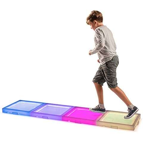 Playlearn USA Playlearn Rechargeable Sensory Interactive LED Light Up Floor Tile - Touch Sensitive Color Changing- with Remote Control - 1 Tile (Rechargeable Large Square) Cover