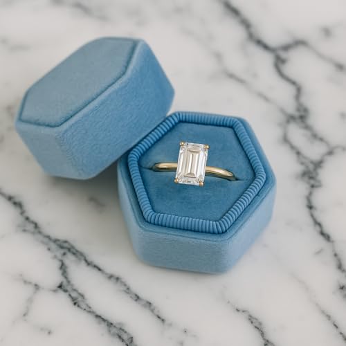 2.5ct Emerald Cut Moissanite Engagement Ring for Women D Color VVS1 Lab Created Solitaire Wedding Ring in Delicate Setting Valentine’s Day Gift3