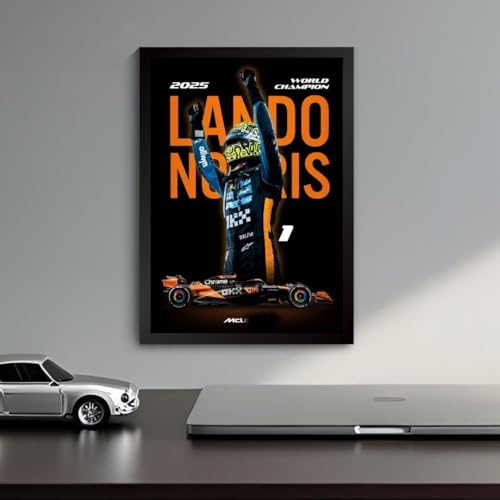 Image of Lando Norris Poster World Champion 2025 | Framed McLaren F1 Car A4 Sized (31 x 23 cm) | Lando Norris F1 Poster | McLaren Car Posters for Wall, Gift for Boys, Formula 1 Frames | Formula 1 Frame (F 167)