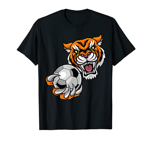 Tiger Sports Mascot T-Shirt with Soccer Ball
