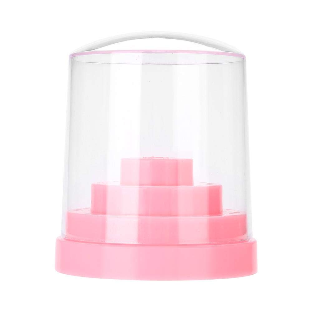 Sonew Pink Acrylic Nail Drill Bits Display Stand With 48 Slots – Clear Art Tool Box Lid For Manicure Files &