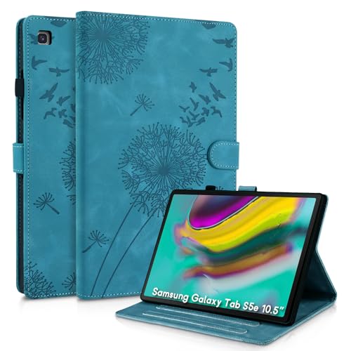 Rostsant Funda para Samsung Galaxy Tab S5e 2019 Funda de Cartera de Cuero con Estampado de Diente de león Cubierta magnética con Ranura para Tarjetas para Galaxy Tab S5e 10.5 SM-T720/SM-T725 Azul