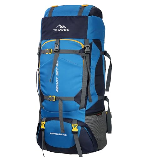 TRAWOC 60 Liter Travel Backpack Hiking Trekking Bag Camping Rucksack, 1 Year Warranty, HK006