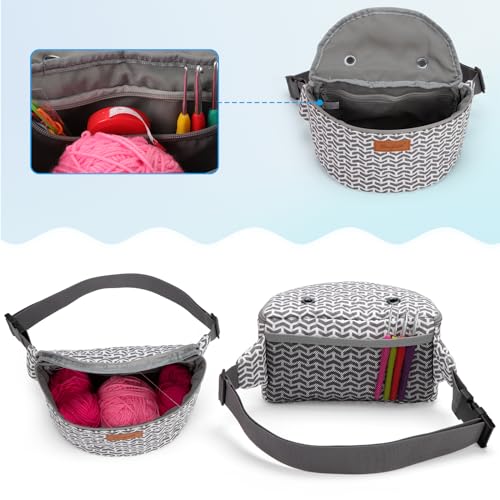 Image of Yarn Crossbody Waist bag Small Yarn Storage Organizer for Yarn Skeins-Organizer for Crochet Hooks and Accessories