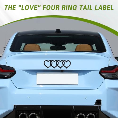Image of Love Heart Logo Rear Trunk Emblem Badge, 3D Car Exterior Decoration Sticker, Replacement Decal Compatible with Most Cars, Trucks, SUVs