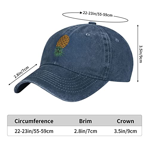Image of Classic Unisex Baseball Cap Upside Down Pineapple Adjustable Washed Hat Vintage Dad Hat