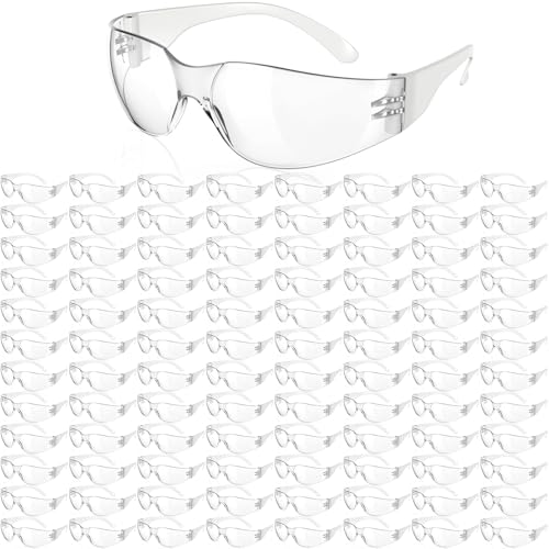 Image of Chumia 100 Pairs Safety Glasses Bulk Clear Protective Eyewear Scratch Resistant Safety Glasses for Men Workshop Lab Group