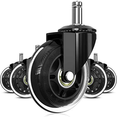Bürostuhl Rollen,5er Set Rollen für Bürostühle 11mm x 22mm Stift Universal Strapazierfähige Bürostuhlrollen Nie Wieder Bodenschutzmatte,Kratzerfrei Glattes & Leises Gleiten Gummi Gaming Stuhl Rollen Bürostuhl Rollen,5er Set Rollen für Bürostühle 11mm x 22mm Stift Universal Strapazierfähige Bürostuhlrollen Nie Wieder Bodenschutzmatte,Kratzerfrei Glattes & Leises Gleiten Gummi Gaming Stuhl Rollen
