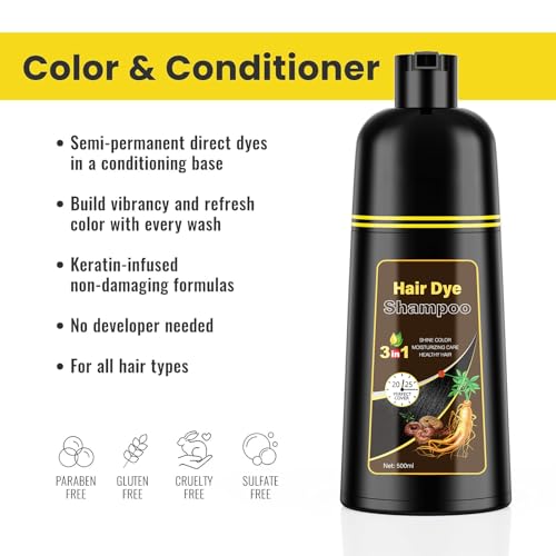 Image of KINGMING Chestnut Brown Hair Dye Shampoo 3 in 1 for Gray Hair | Chestnut brown hair color shampoo for women and men, at-home gray and white hair coverage