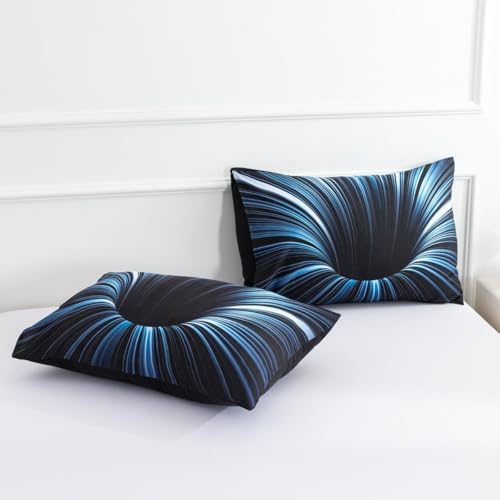 NTBED 3D Abstract Geometric Comforter Set Line Printed Microfiber Bedding Sets for Kids Boys Teens,Blue Twin